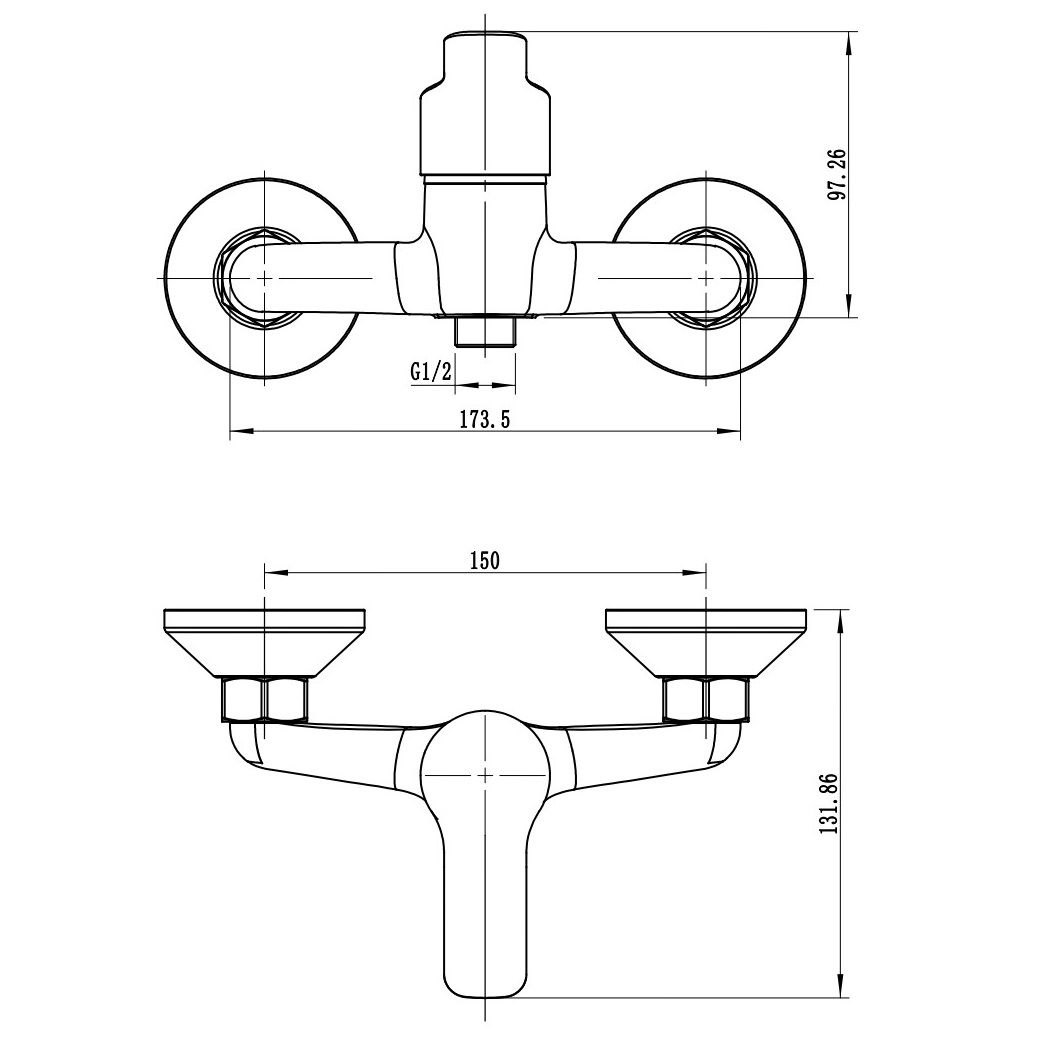 Смеситель для душа Voda Wave WA80 однорычажный