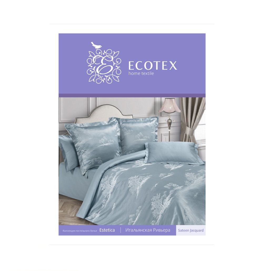 Белье постельное 2-спальное Ecotex Эстетика с наволочками 50х70 см 70х70 см Ривьера