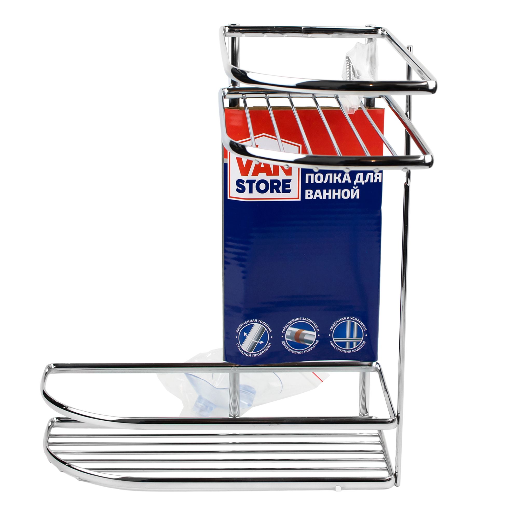 Полка для ванной угловая 2-х ярусная Comfort