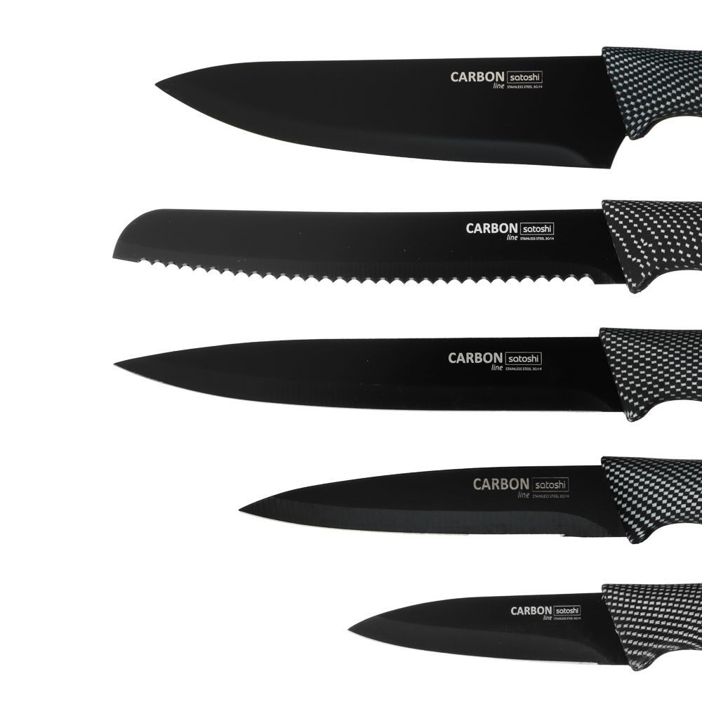 Набор ножей кухонных Satoshi Карбон 6 предметов в магнитной коробке