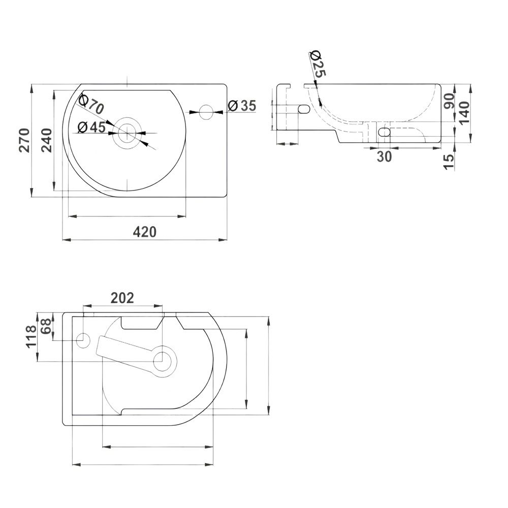 Раковина накладная Melana MLN-7954L 420х270х140 мм