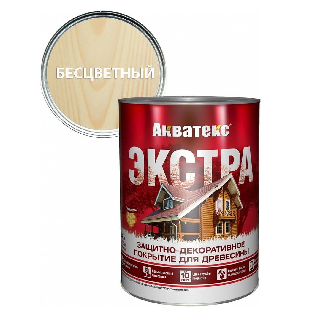 Защитно-декоративное покрытие для древесины Акватекс Экстра бесцветный 0,8 л