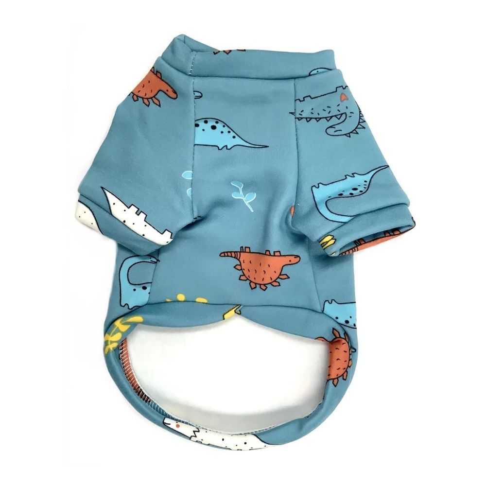 Кофта-толстовка на флисе для собак мелких пород Bro Style принт динозаврики р XL