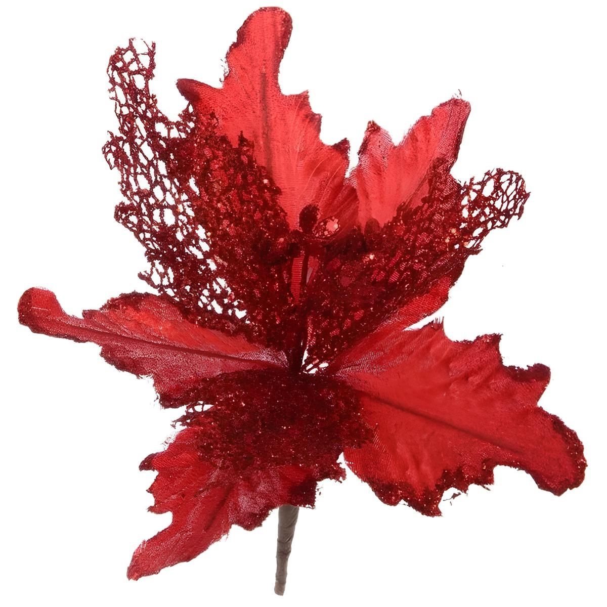 Украшение новогоднее Пуансеттия-Нежность 23 см красный