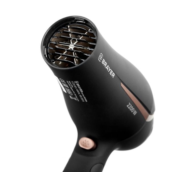 Фен BRAYER 2200Вт 2 скор холодный воздух складная ручка съемный фильтр шнур 1.8м 3000BR-BN