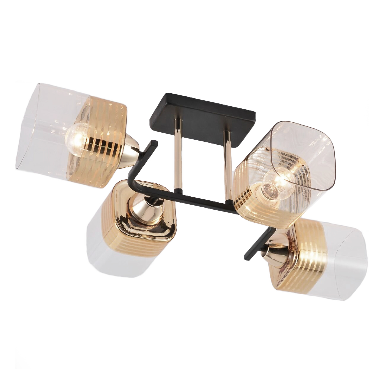 Люстра потолочная XA1615B/4 BK+FGD чёрный+золотой хром 4х60Вт E27 d570 h200, HN25