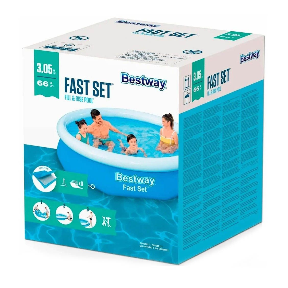 Бассейн надувной круглый 305х66 см 3200 л Bestway Fast Set 57456