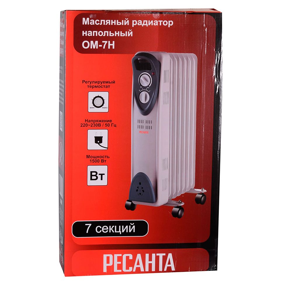 РАДИАТОР 1.5 кВт масл.электр.7 секц.,ОМ-7Н Ресанта