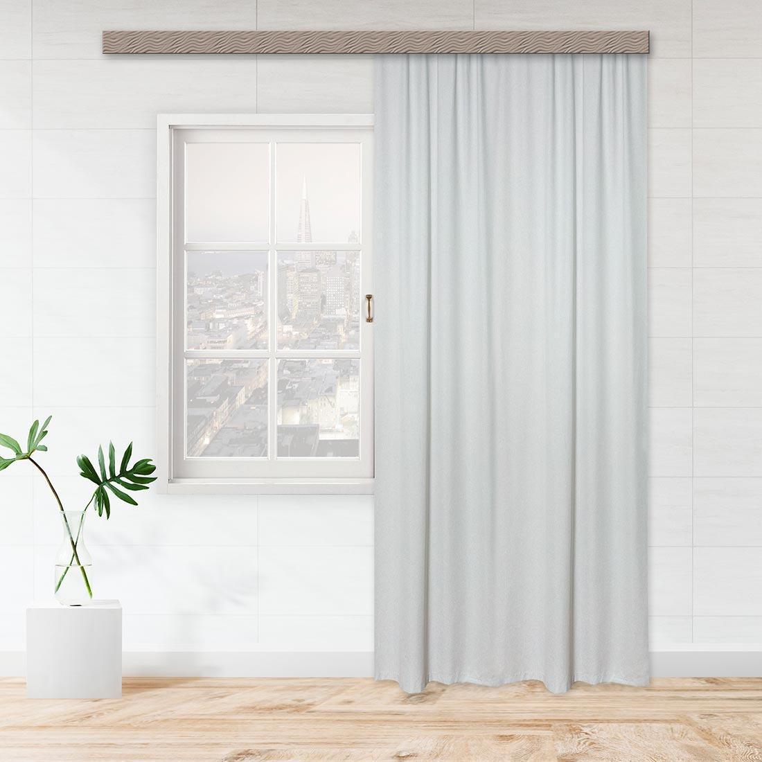 Штора портьерная жаккард лен Меланж серый 135*260 1шт.
