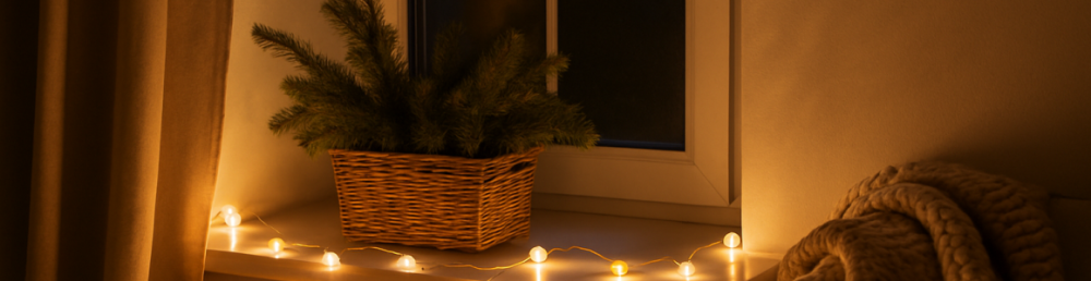 Домашний новогодний декор с тёплым уютным светом: быстрые лайфхаки мастера