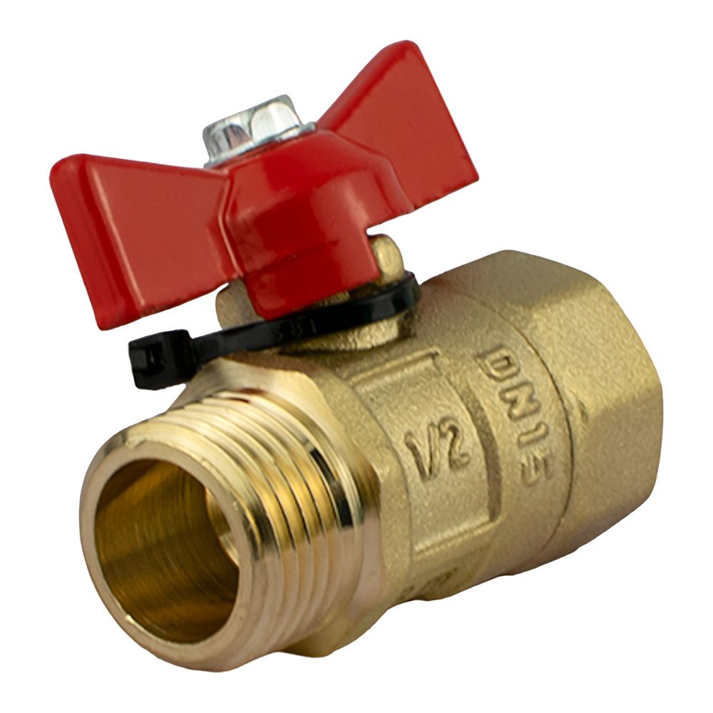 Кран шаровой 1/2" ВР/НР бабочка Практик 131 PN16 Галлоп 103253