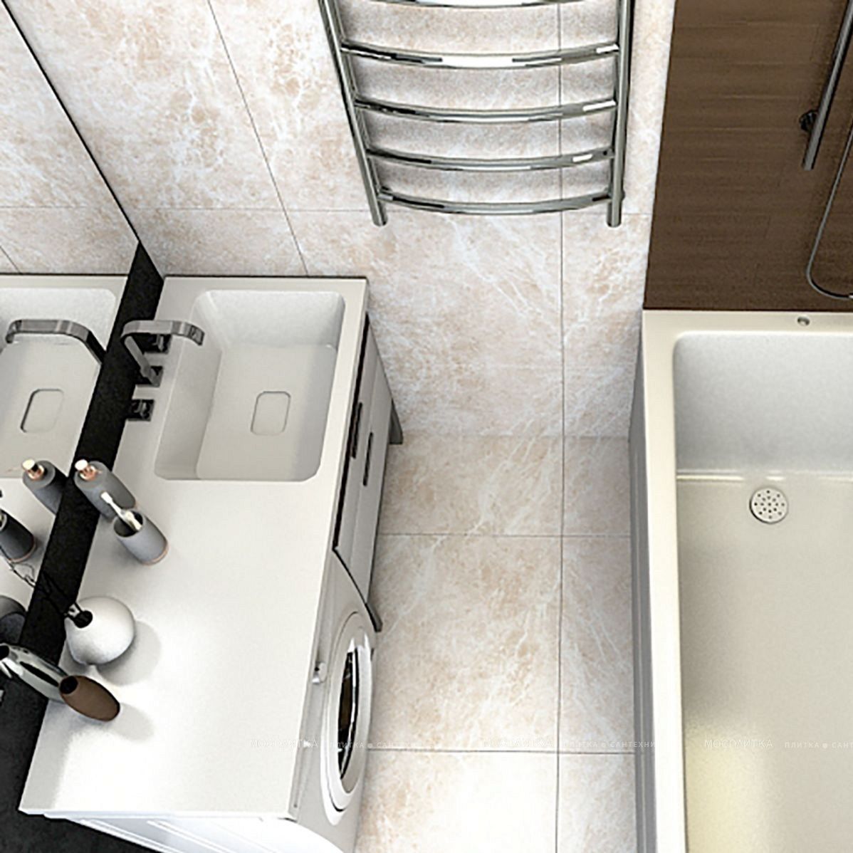 Раковина подвесная над стиральной машиной Kamilla 1200х480 мм правая