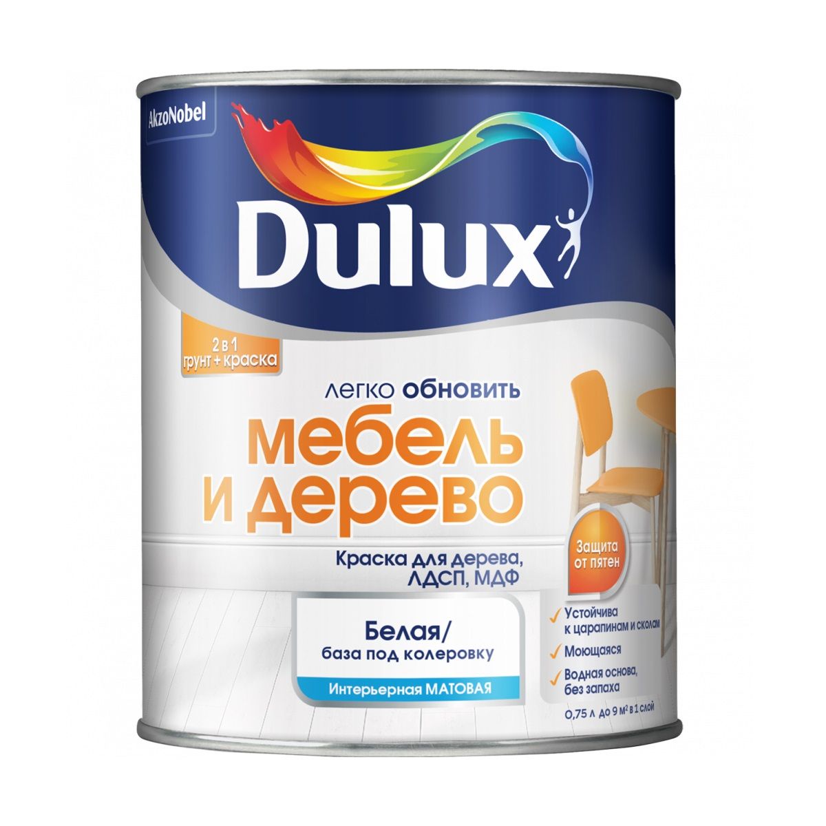 Краска Dulux Мебель и Дерево матовая белая BW 0,7 5л