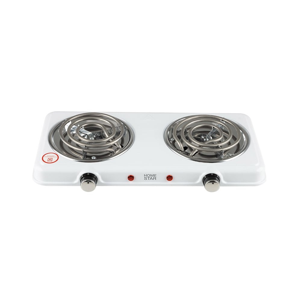 Плитка электрическая Homestar HS-1109 2 конфорки спираль 1кВт+1кВт белая