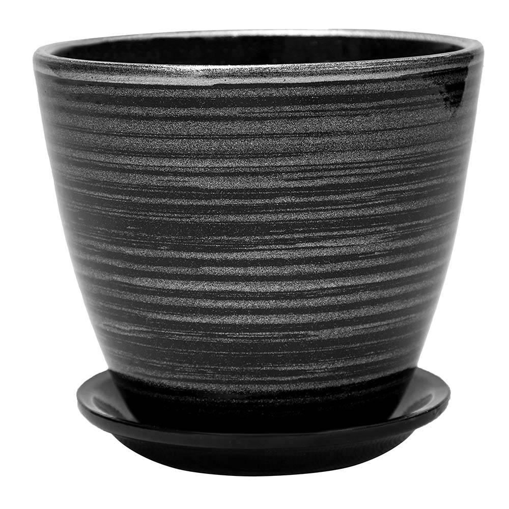 Горшок цветочный Бутон черн/серебро 12 см 0,9 л