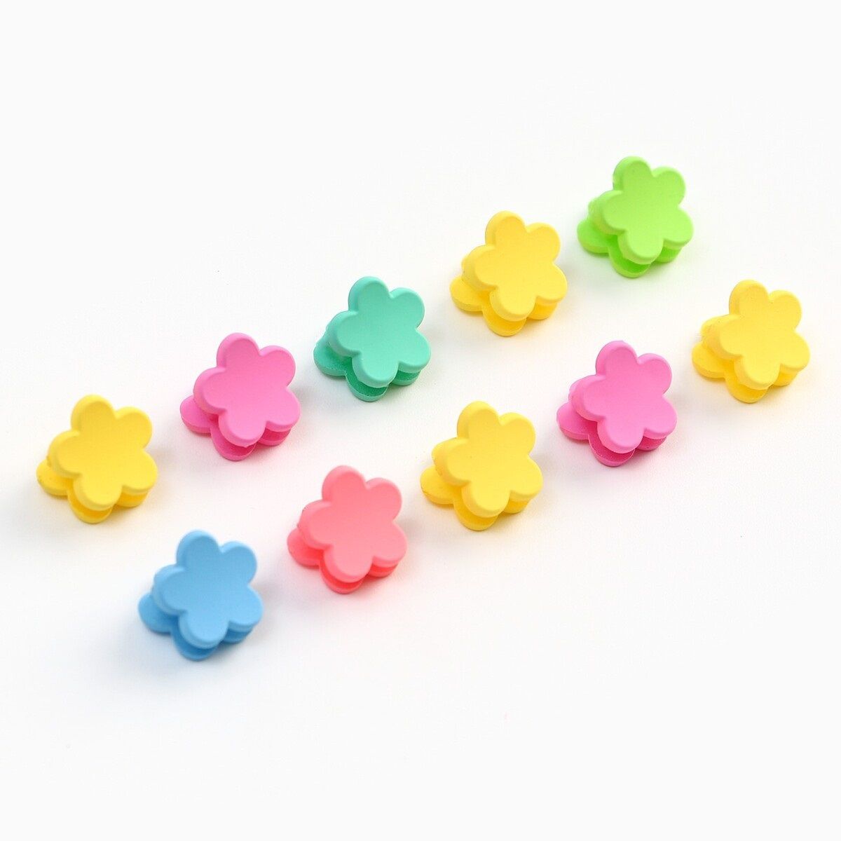 Заколка-краб для волос детская Розовое облако Цветочки 1,5 см 10 шт на блистере