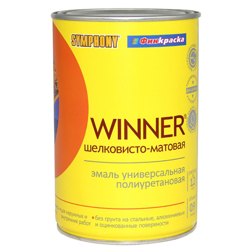 Эмаль полиуретановая Symphony Winner база С прозрачная шелковисто-матовоая 1 кг/0,9 л