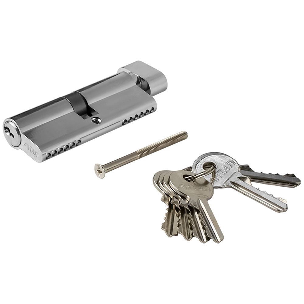 Механизм цилиндровый 80 мм с вертушкой Антал МЦ 80-N-V хром 6 ключей