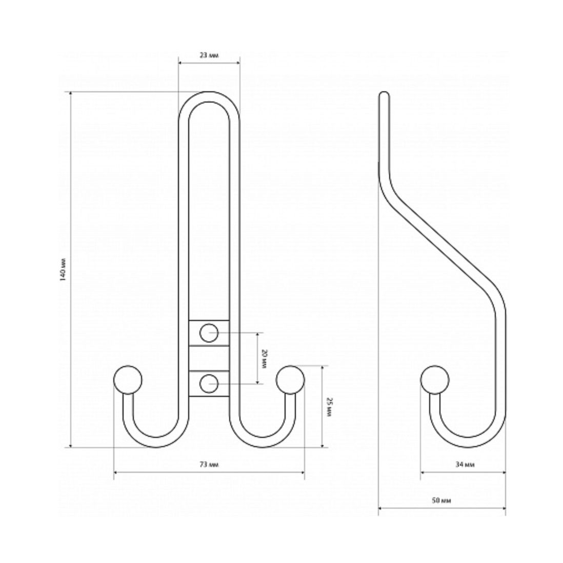 Крючок мебельный тройной Стандарт 208 A AC старинная медь