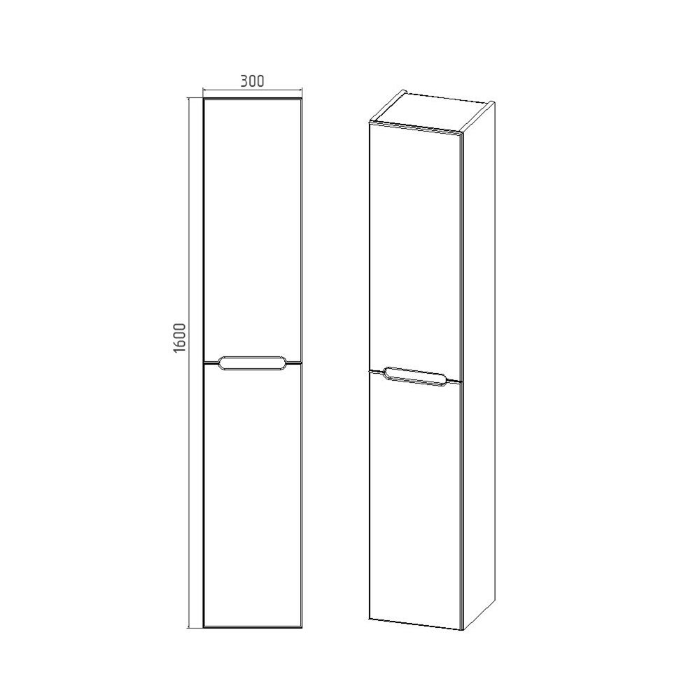 Пенал подвесной Марсель 300х1600х300 мм графит правый/левый