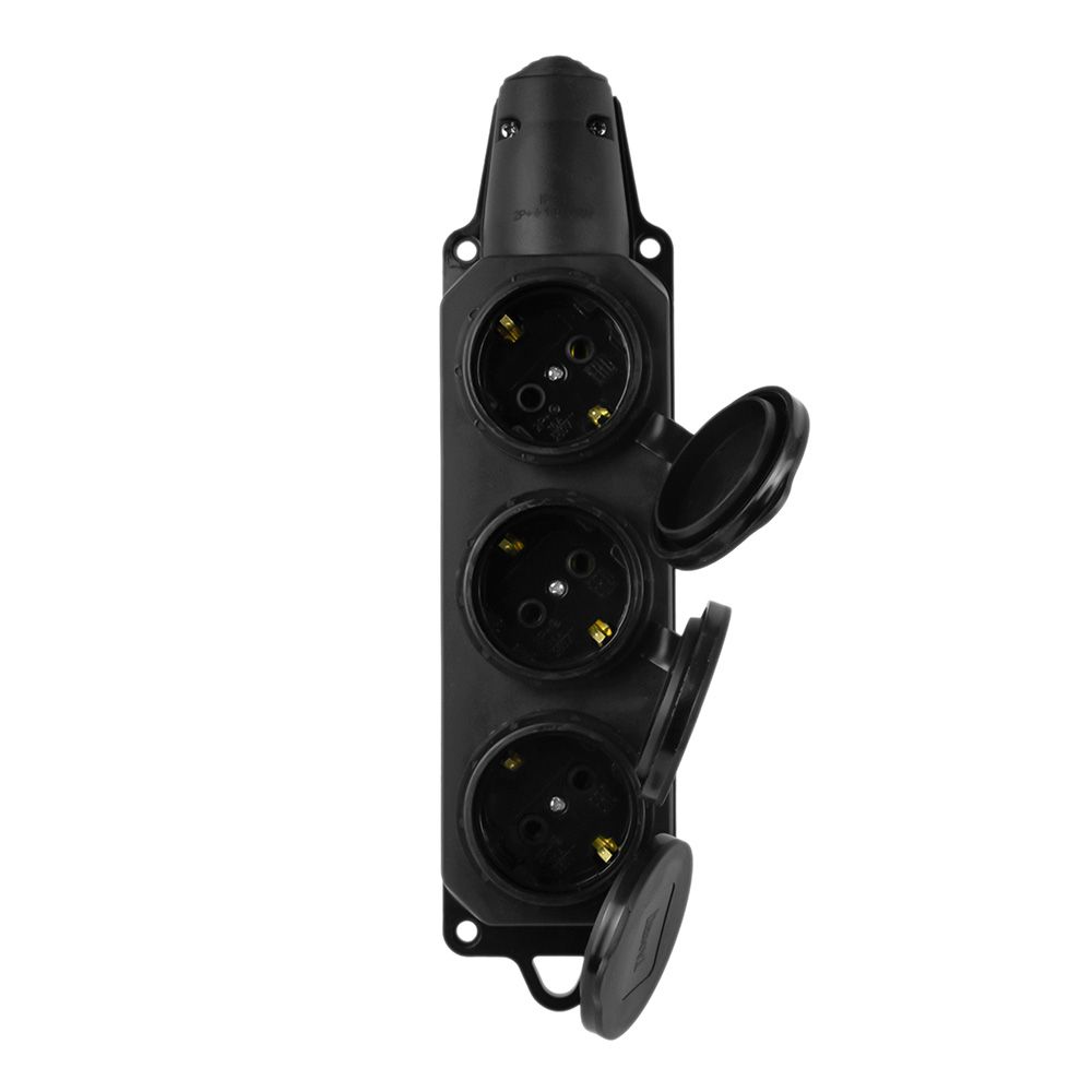 Колодка трехместная с заглушками с/з каучук 16А 250В IP44 VKL electric