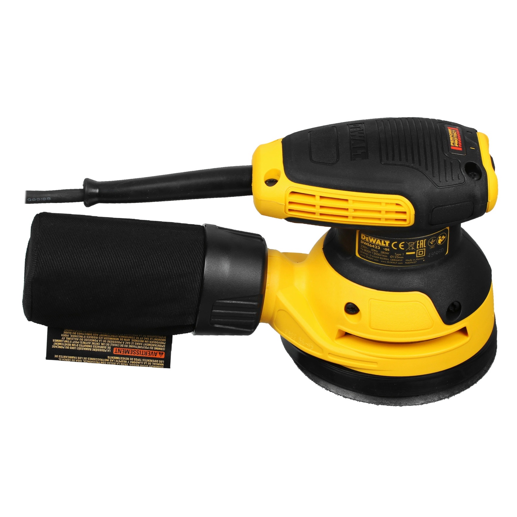 Шлифмашина эксцентриковая DeWalt DWE6423 280Вт 125 мм