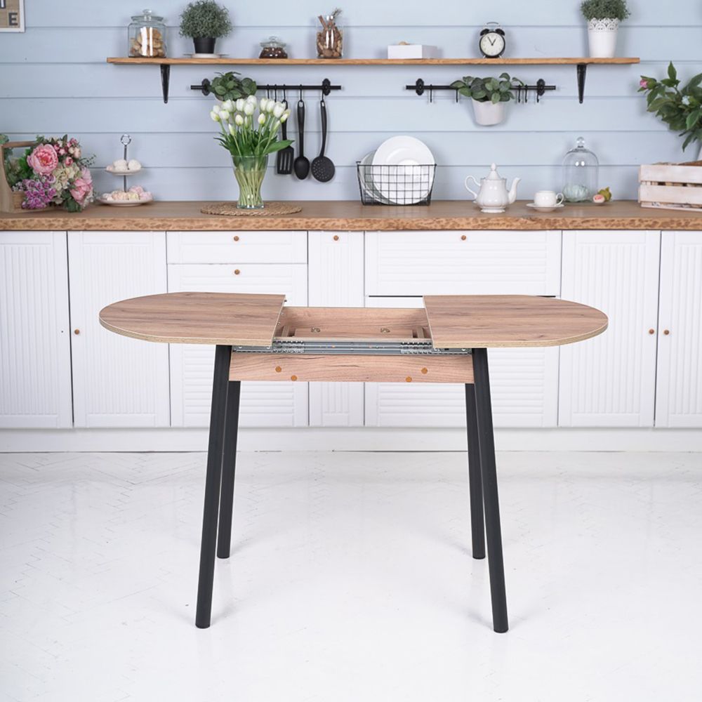 Стол раздвижной Кэлли 940/1260х640х740 мм Дуб крафт золотой, черный, ЛДСП