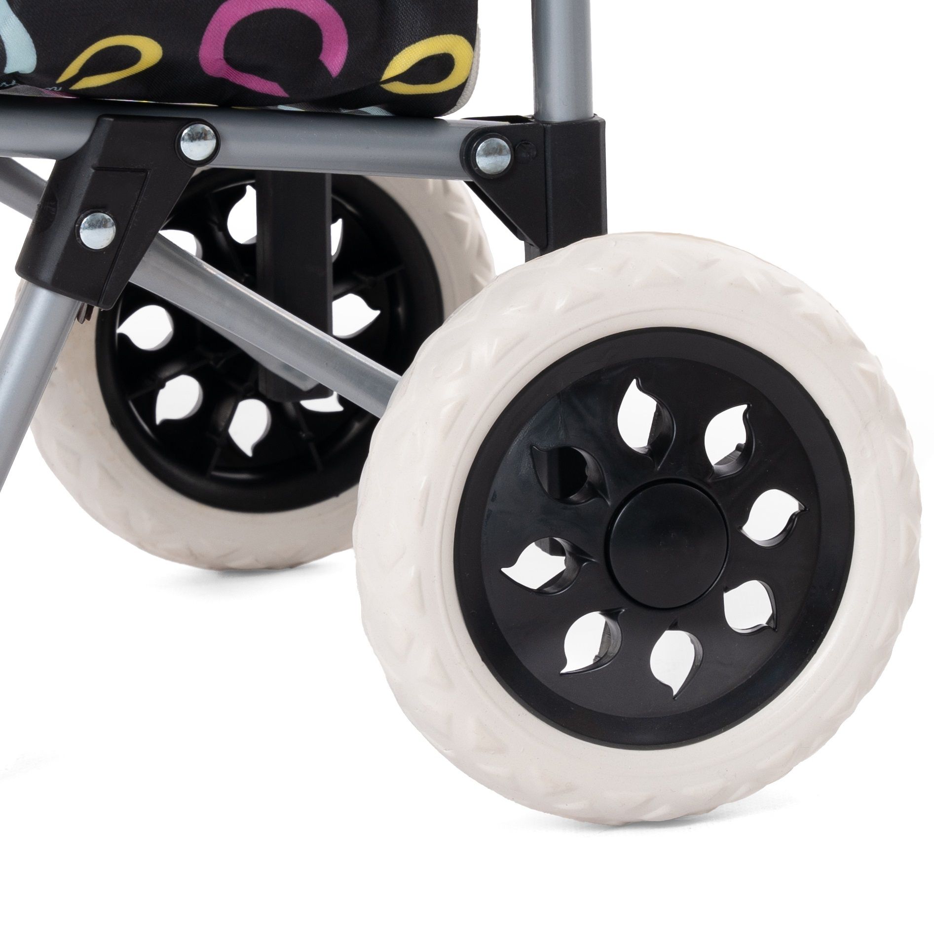 Тележка хозяйственная с сумкой до 30 кг 95x35x28 cм колеса 16 см черная Цветы