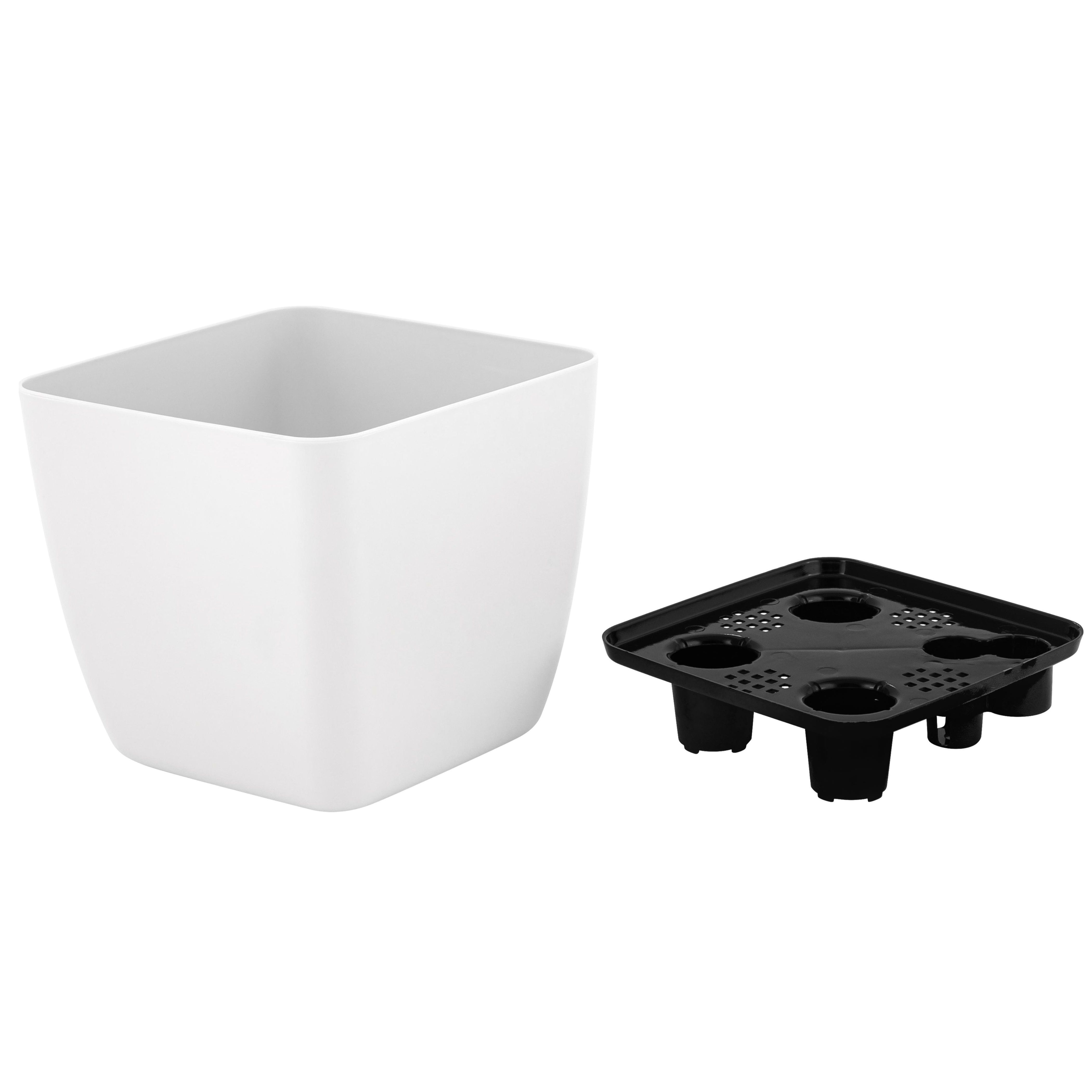 Горшок цветочный InGreen Vienna Белоснежный жасмин 1,5 л с дренажной вставкой квадратный