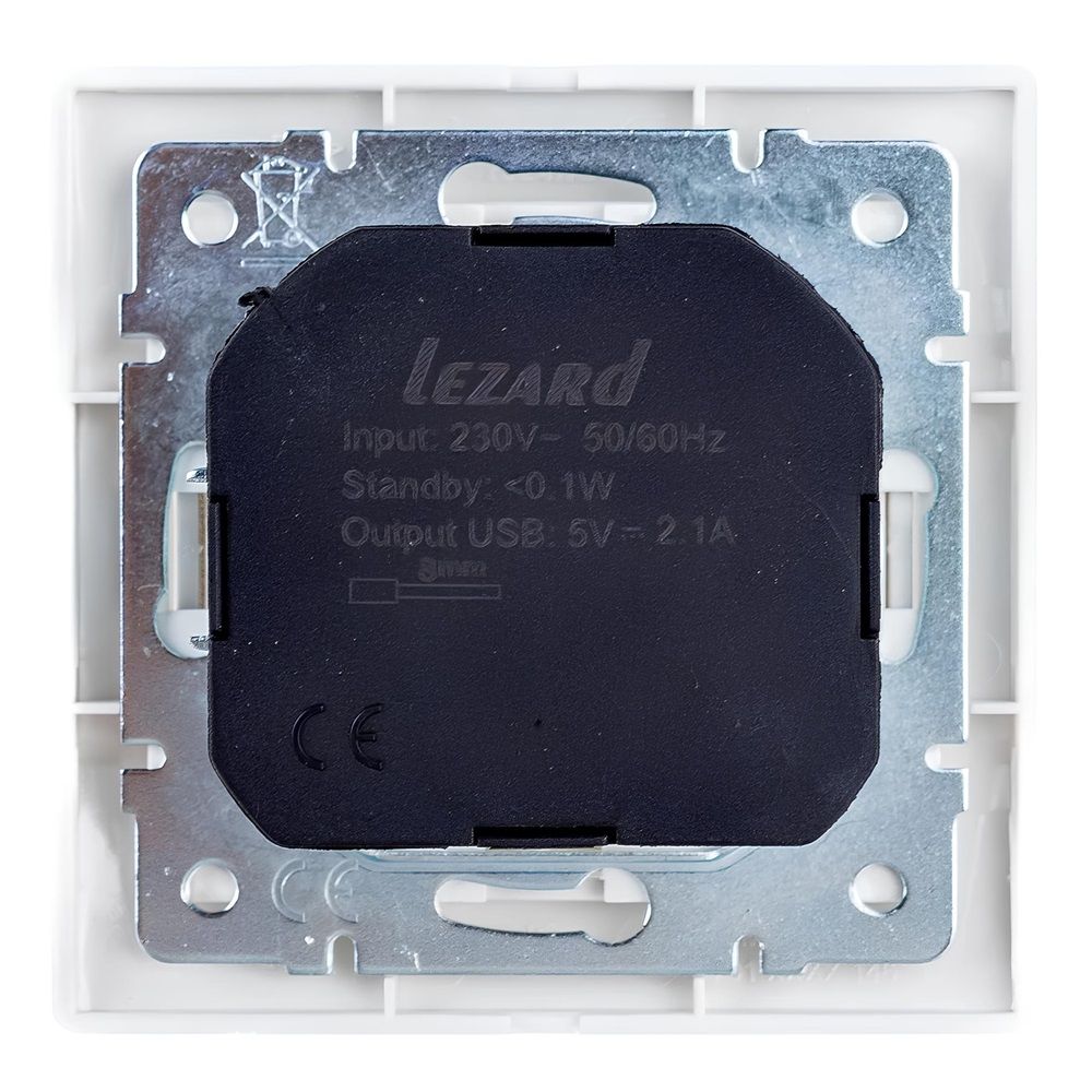 Розетка 1-м СП Мира 16А с з/к + USB бел. LEZARD 701-0202-181