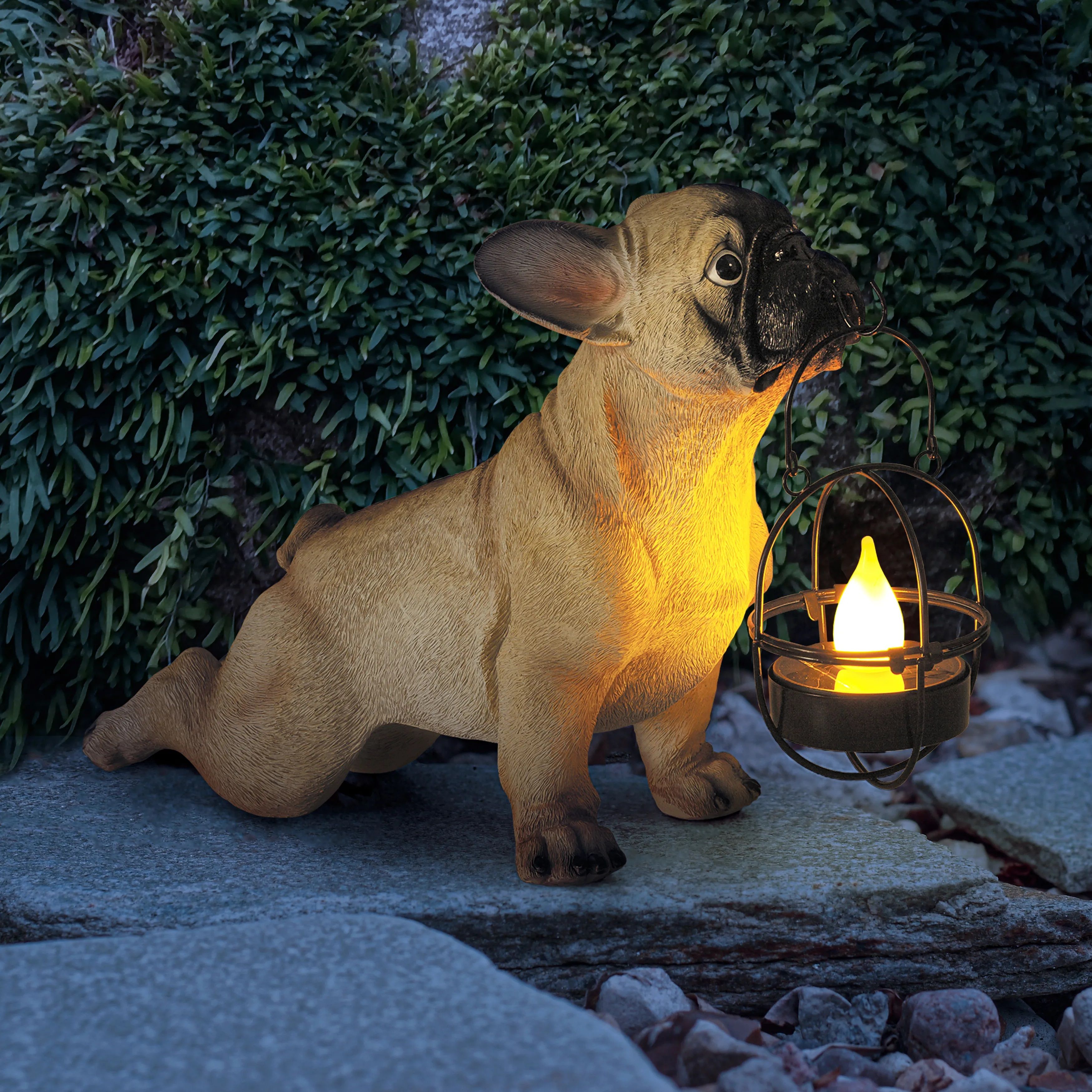 Фигура садовая Французский бульдог 33 см ЭРА ERASF22-04 светильник на солнечных батареях