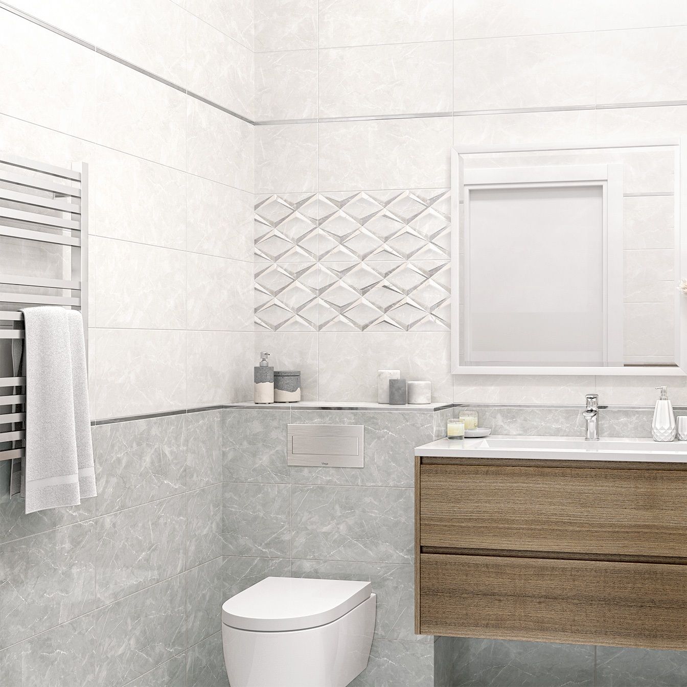 Плитка настенная Altacera Sens Light WT9SES15 25х50 см 9 мм серая 1,625 м2