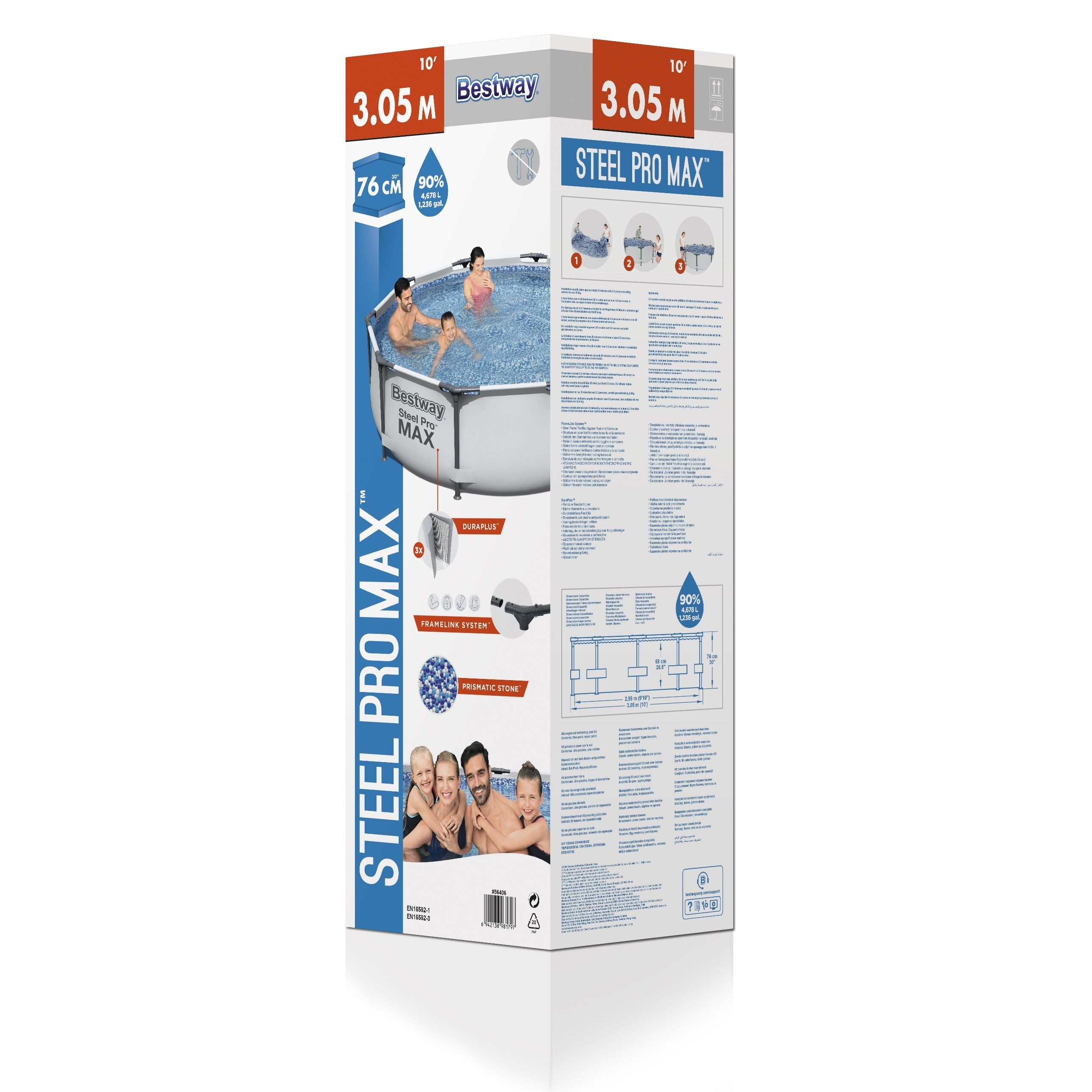Бассейн каркасный круглый 305х76 см 4678 л Bestway Steel Pro Max рем комплект