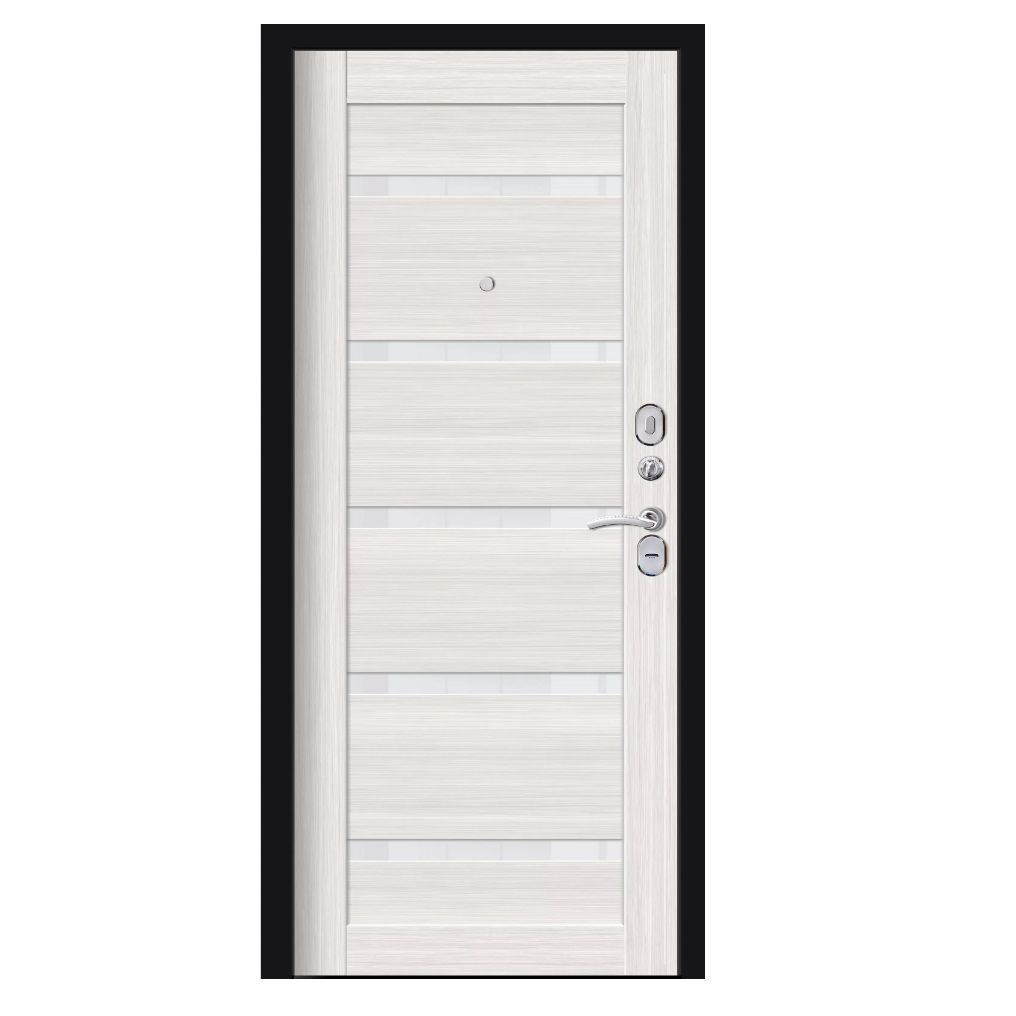 Дверь металл Хит-6 Nova черный шелк Даллас Марио листв белая 960х2050 мм R