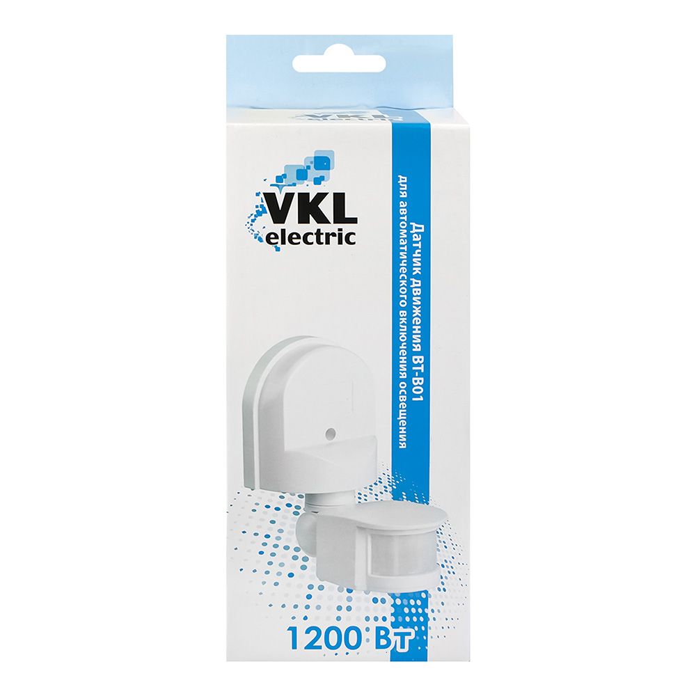 Датчик движения белый 1200Вт, 180°, 12м (BT-B01) IP44 VKL electric (1/50)