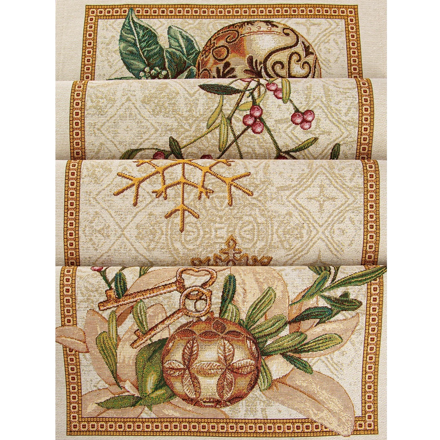 Салфетка сервировочная Золотые шары и ягоды 40х100 см 2101366