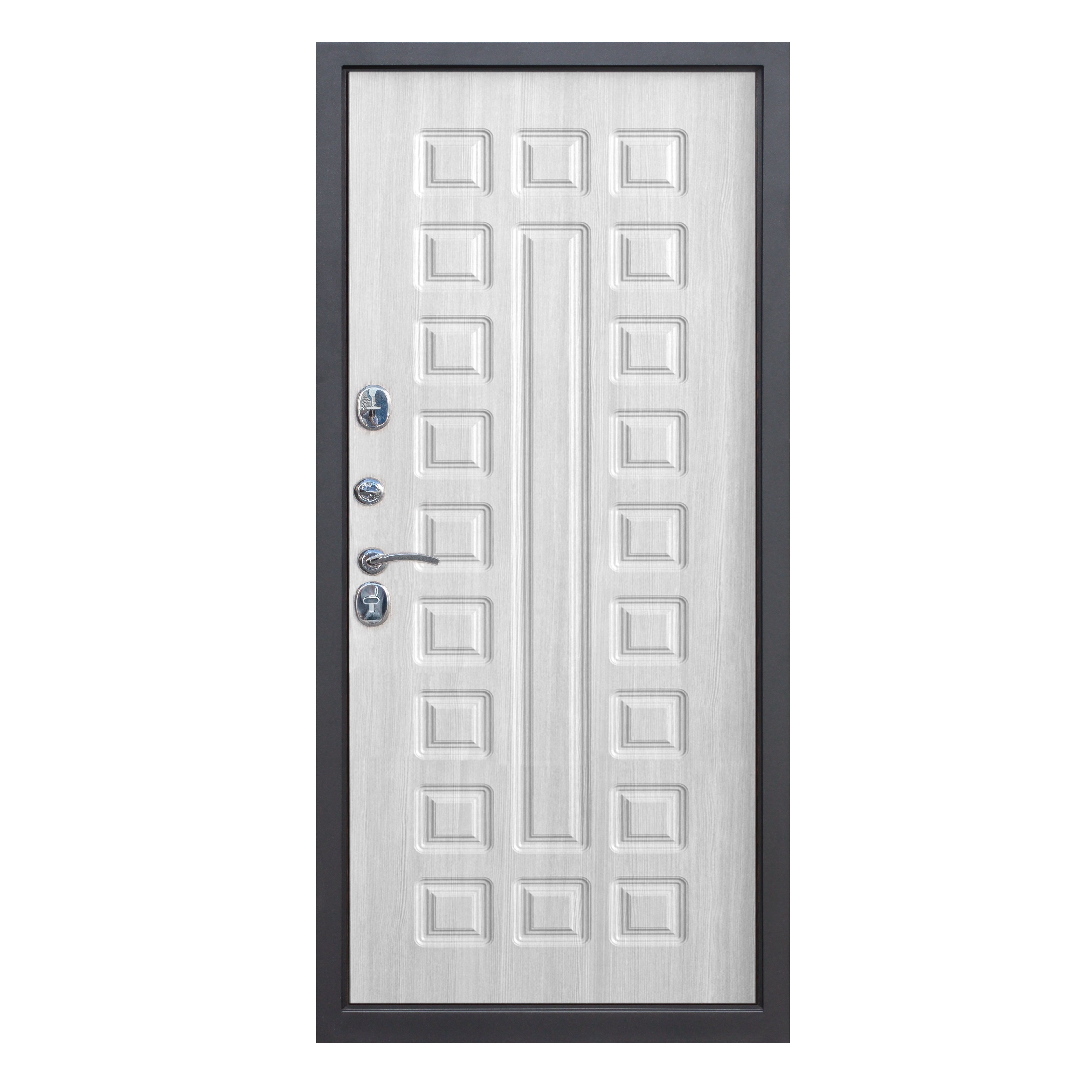 Дверь металл Рубикон серебро Сандал белый 960х2050 мм L