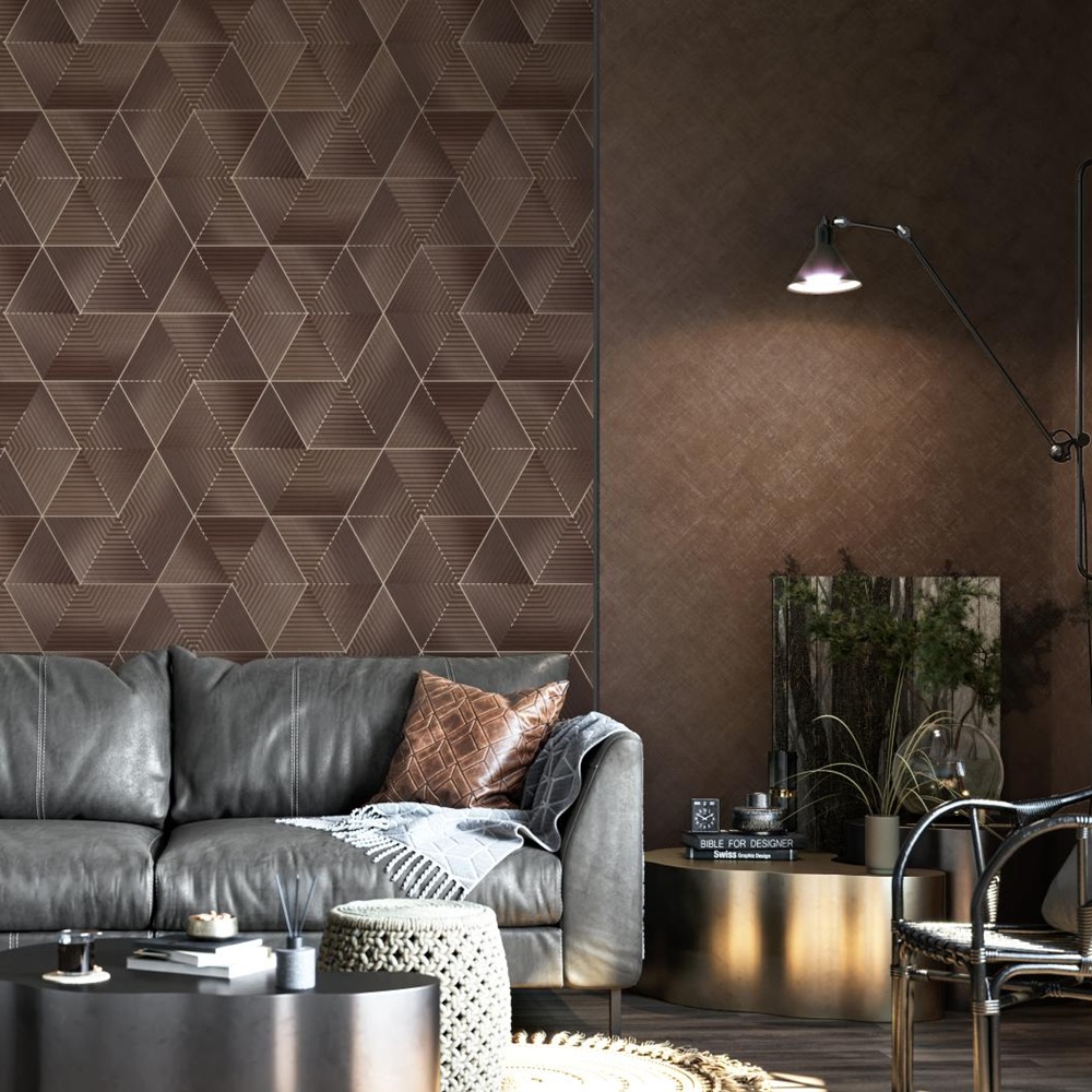 Обои Palitra Home Линии природы HC72259-48 коричневые 3D-эффект 1,06х10,05 м