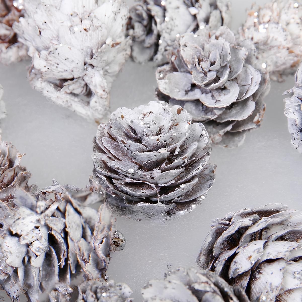 Композиция новогодняя декоративная Лесное удовольствие 11х11х14 см серебро