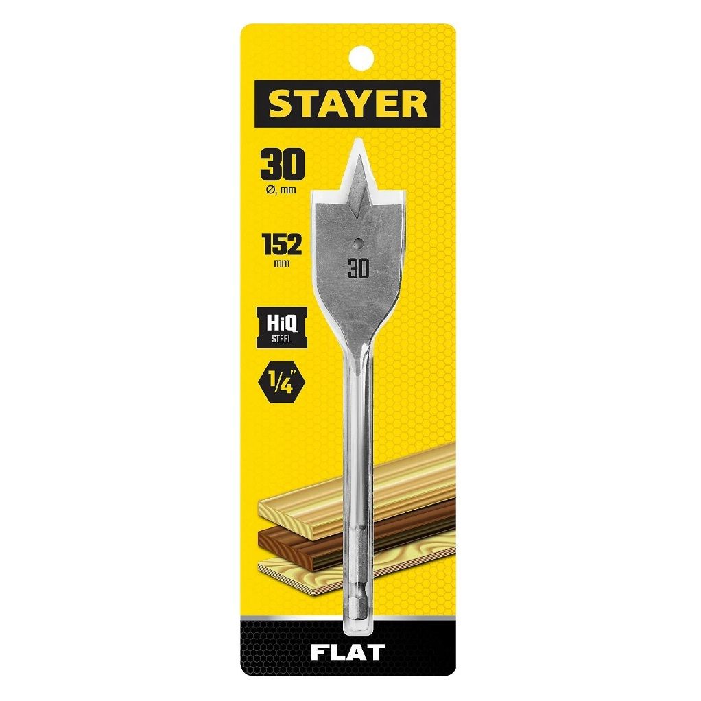 Cверло по дереву перовое 30x152 мм Stayer Flat