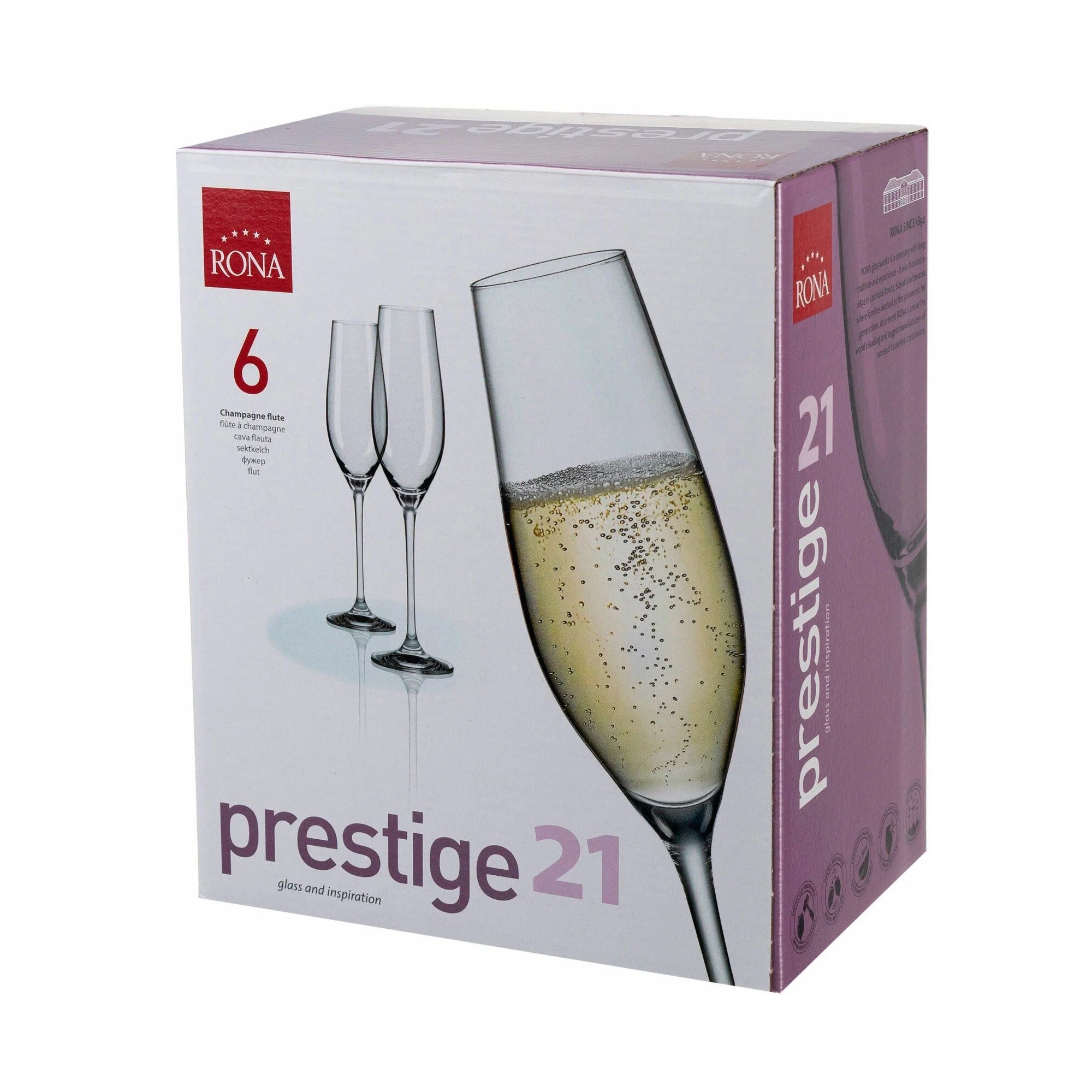 Набор бокалов для шампанского Rona Prestige 6 шт 210 мл