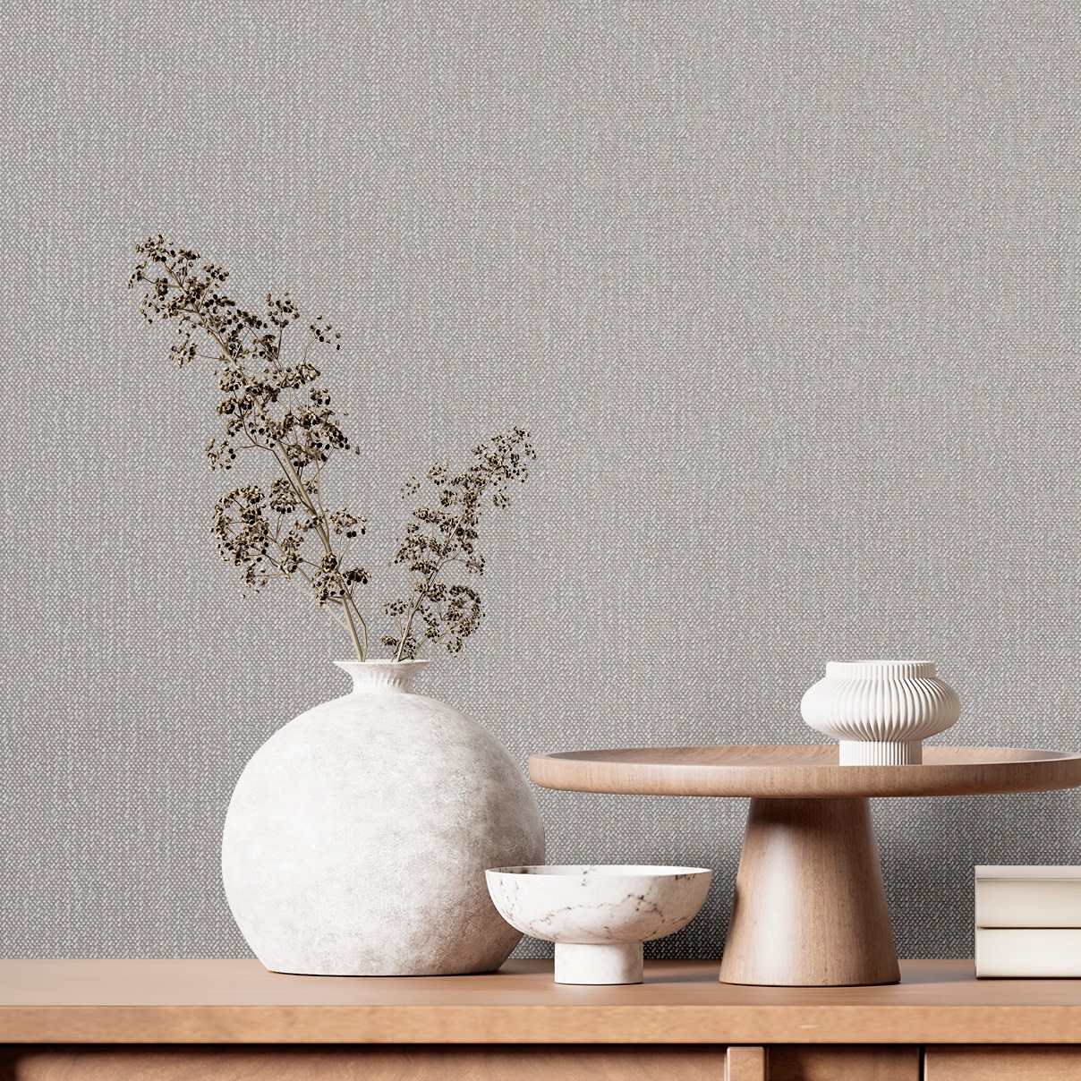 Обои Renowa Natali 589897 серые однотонные антивандальные 1,06х10,05 м