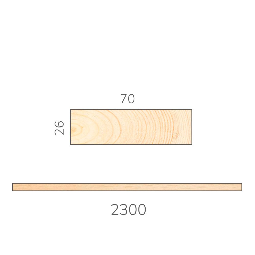 Полок 26х70х2300 мм липа сорт А