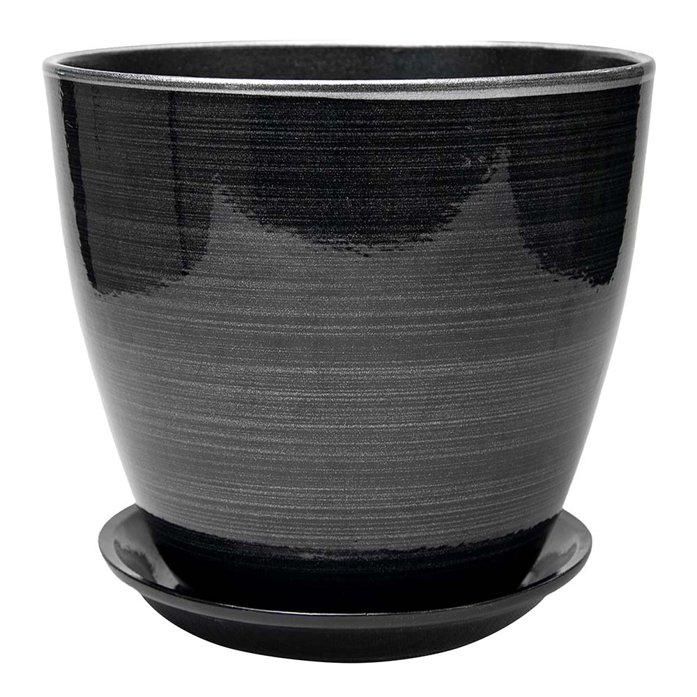 Горшок цветочный Бутон черн/серебро 21 см  5,4 л