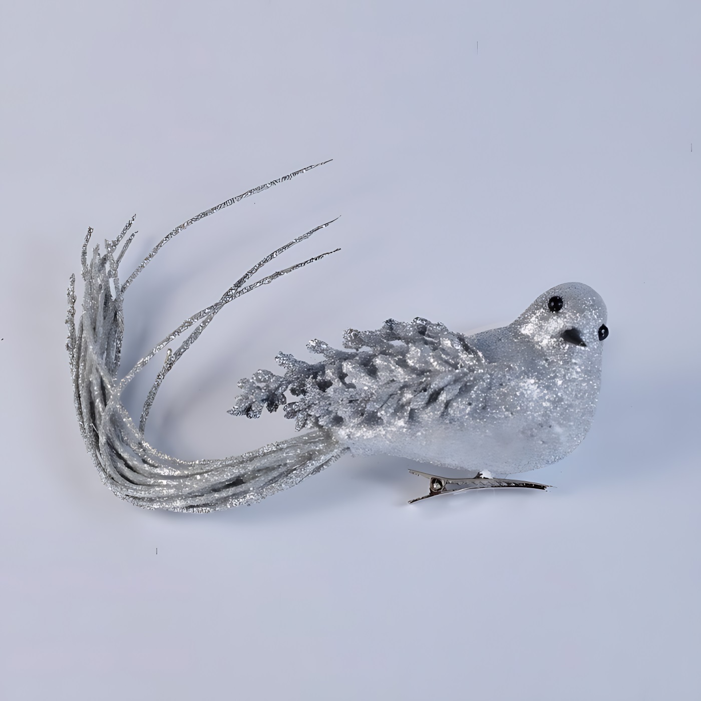 Игрушка елочная Моя Елочка Птичка на прищепке 31 см серебро 19031-0027