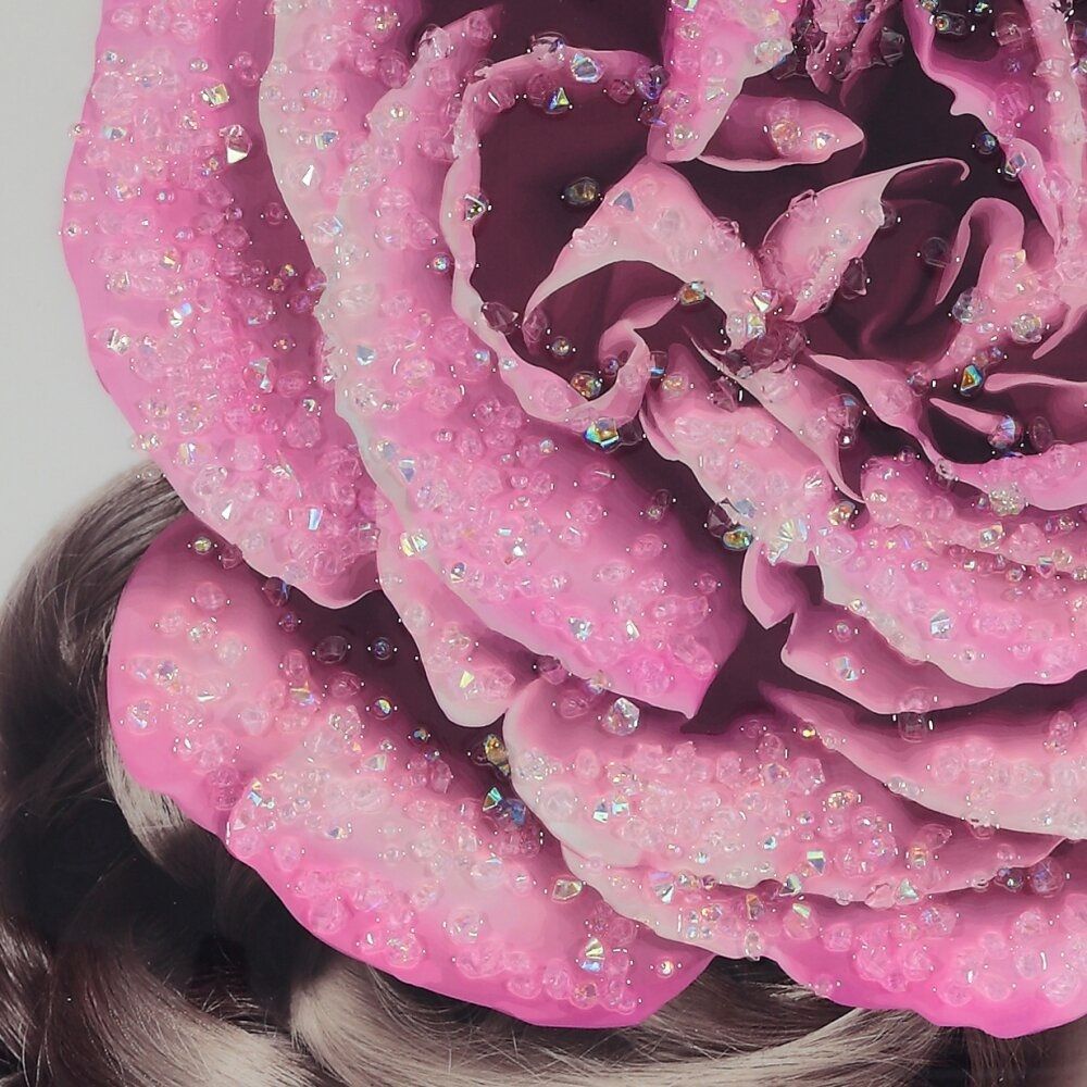 Картина с кристальным декором Дама с розовым цветком 52х72х3 см