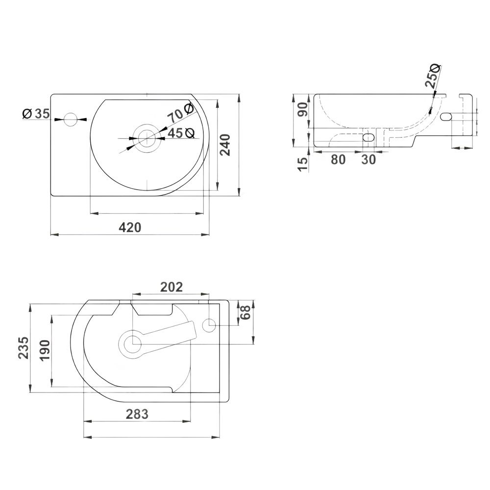 Раковина подвесная Melana MLN-7954R 420х270х140 мм