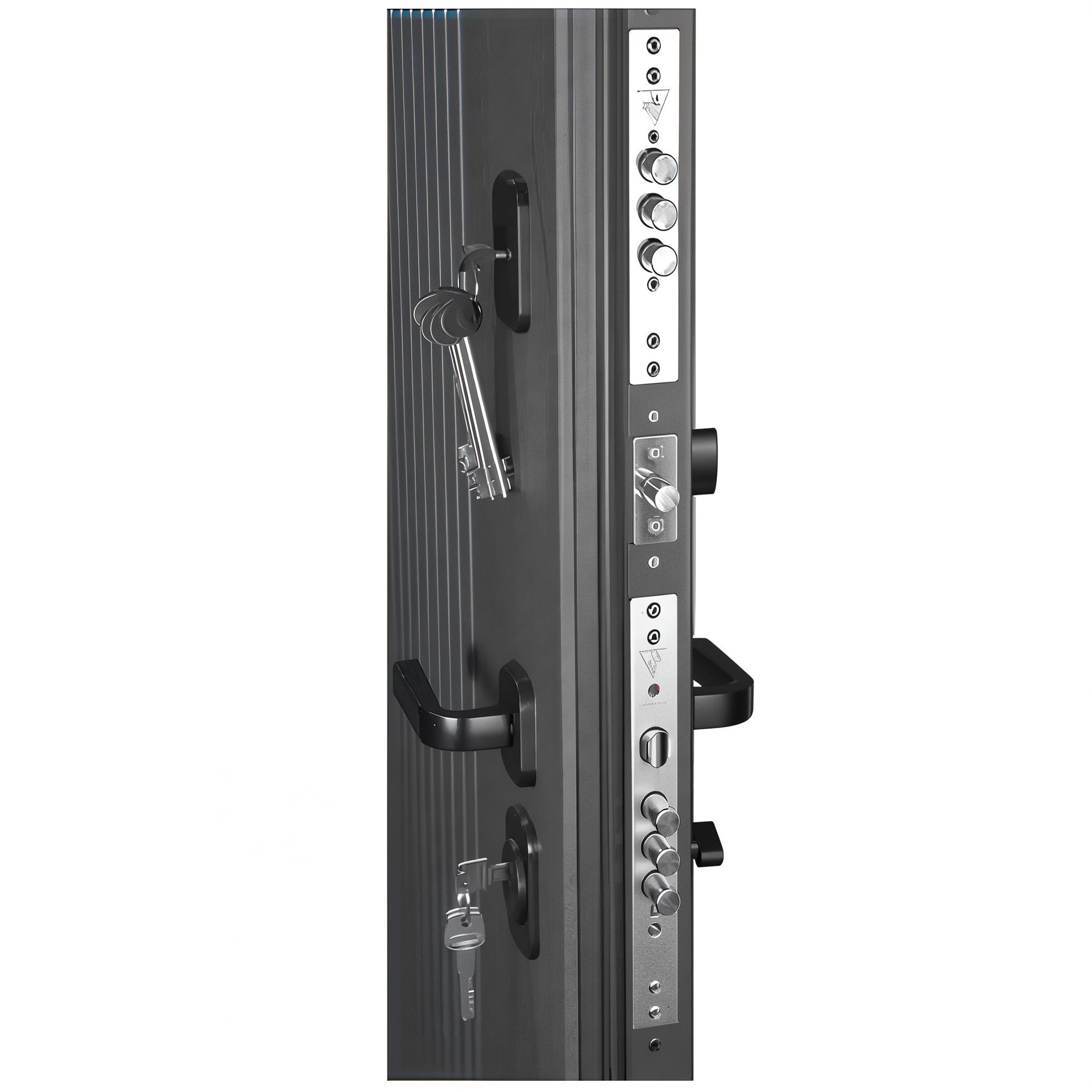 Дверь металл Рона бетон графит Бетон снежный Черный муар 860х2050 мм L