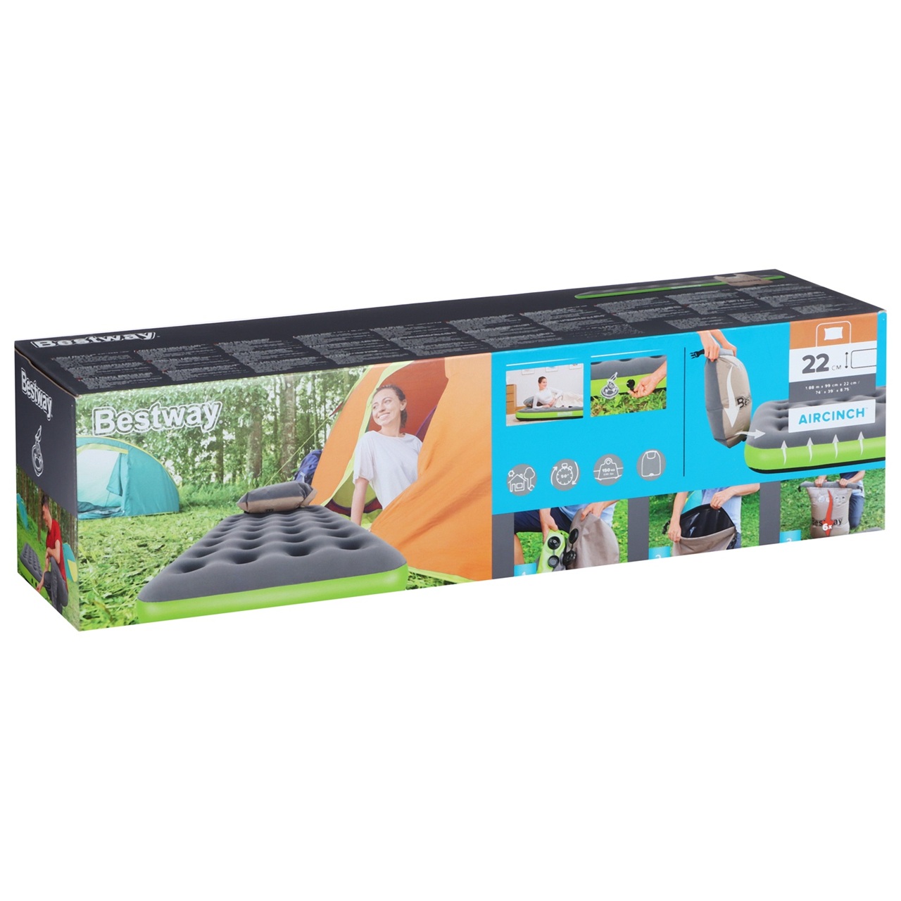 Матрас надувной 99х188х22 см до 150 кг Bestway Pavillo Roll&Relax (Twin) 67619 насос