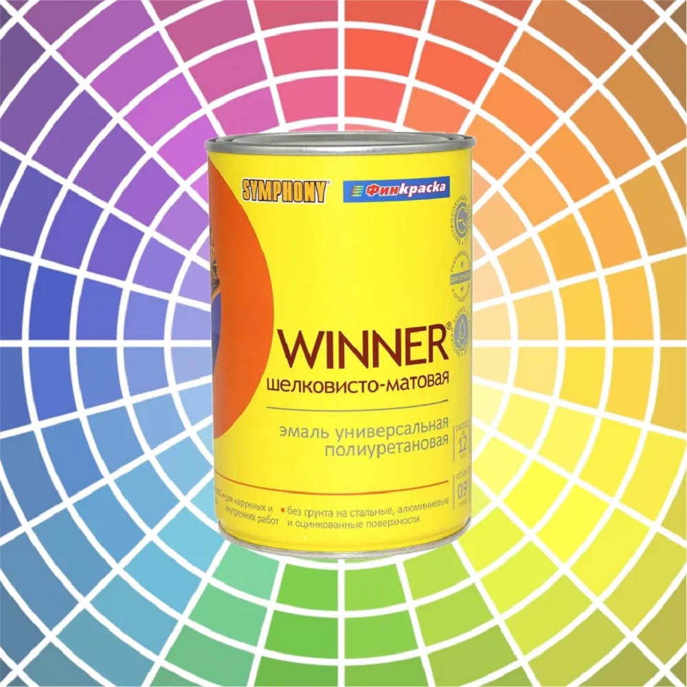 Эмаль полиуретановая Symphony Winner база С прозрачная шелковисто-матовоая 1 кг/0,9 л